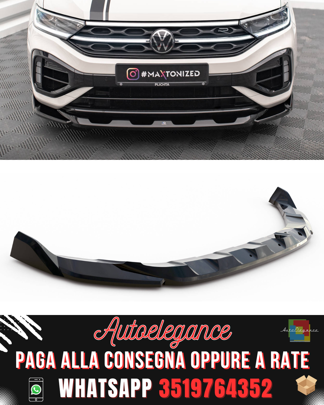 SPLITTER ANTERIORE V.2 adatto per VOLKSWAGEN T-ROC R / R-LINE MK1 FACELIFT