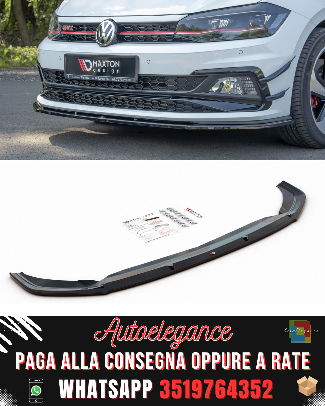 SPLITTER ANTERIORE V.1 ADATTO PER VW POLO MK6 GTI