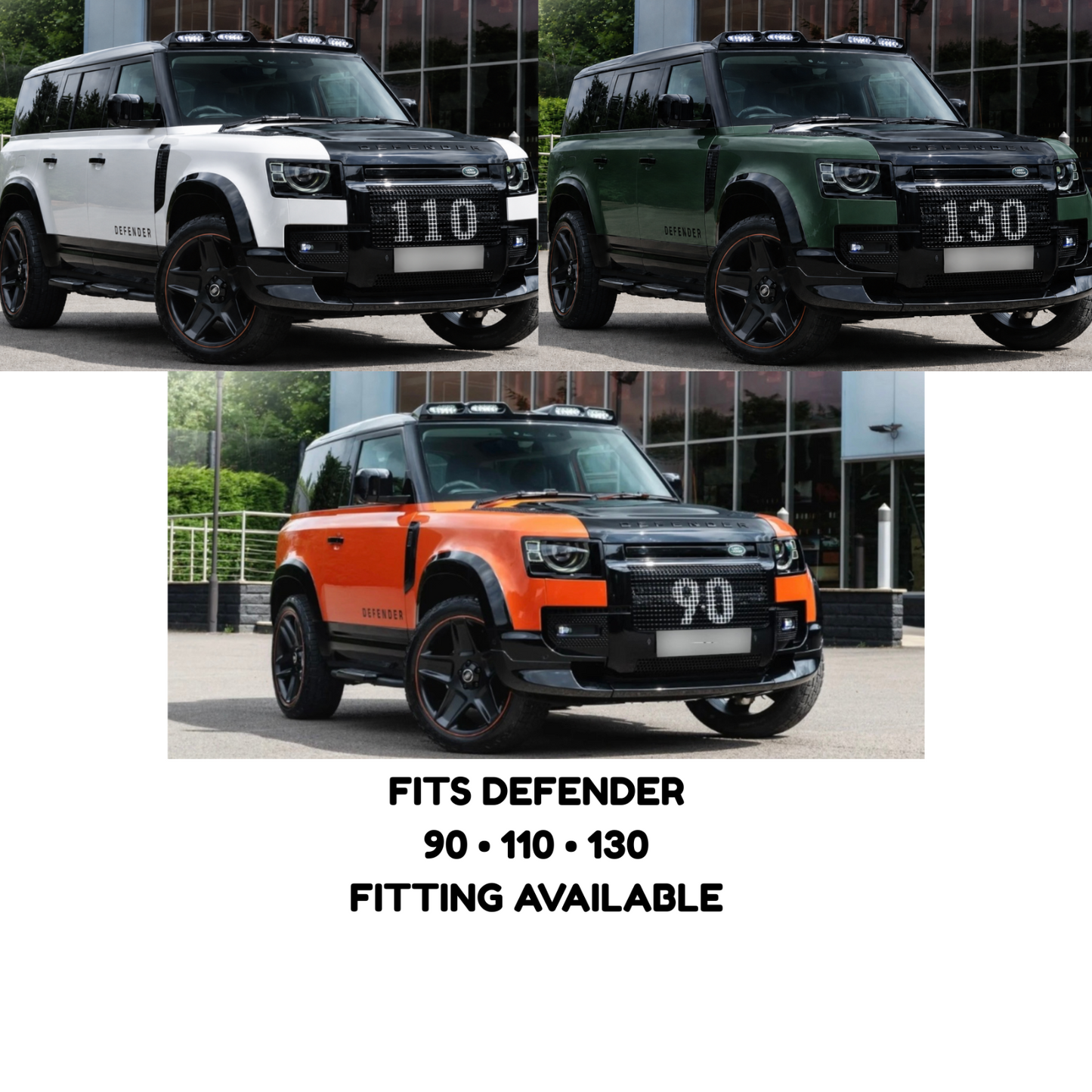 💕SPOILER ANTERIORI CON LED  LAND ROVER  DEFENDER 110 L663 NERO  LUCIDO 2020+ 💕