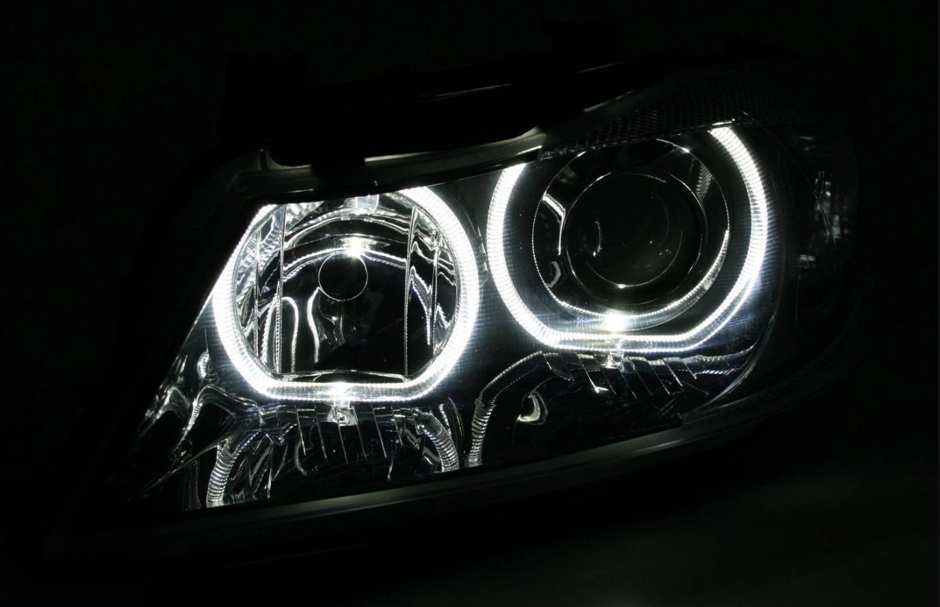 ART.6378  FARI ANTERIORI BMW Serie 3 E90 E91 2005-2008 NERI Angel Eyes