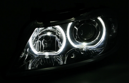 ART.6378  FARI ANTERIORI BMW Serie 3 E90 E91 2005-2008 NERI Angel Eyes