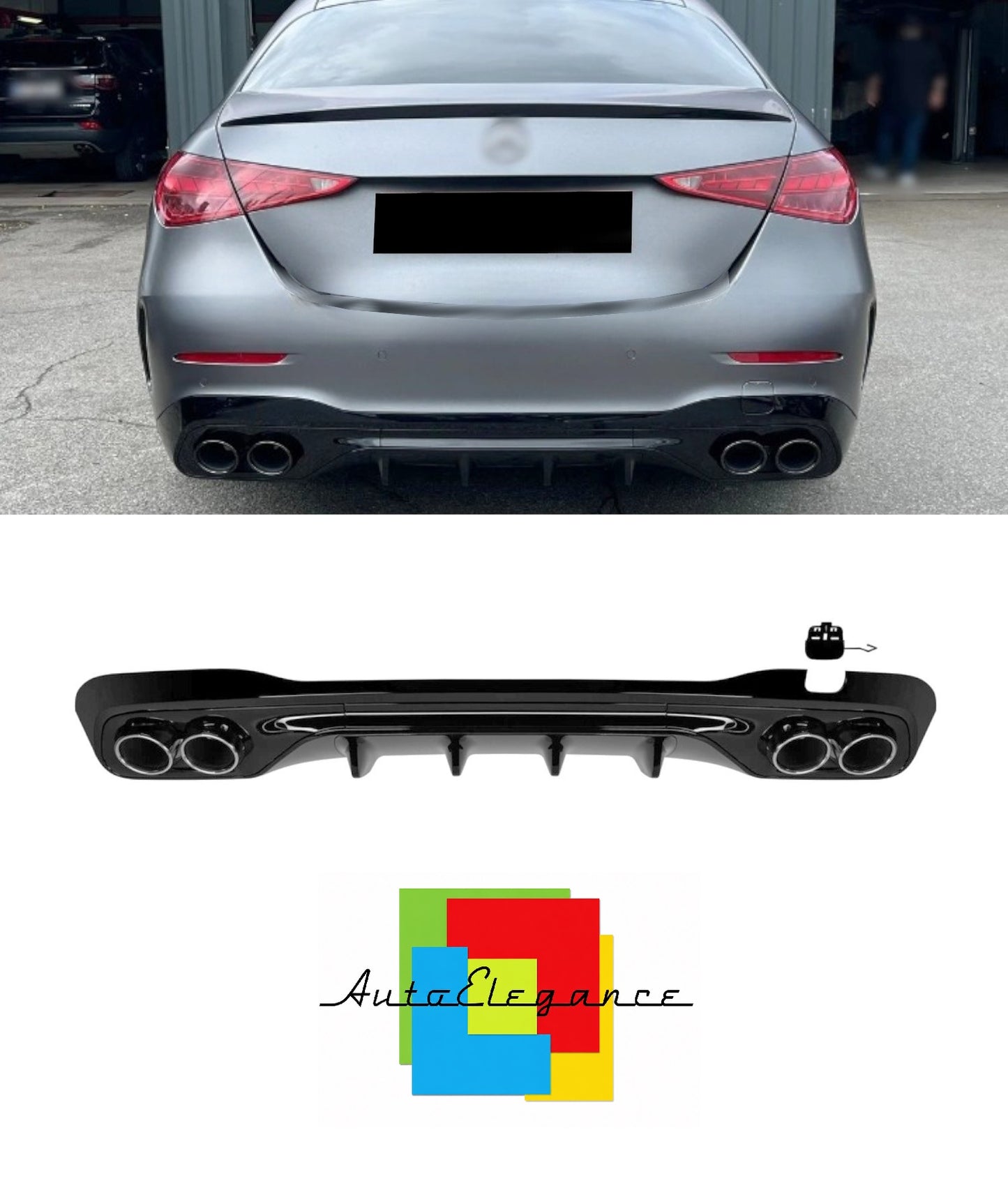 💕DIFFUSORI  MERCEDES CLASSE C W206 AMG 2021+  NERO LUCIDO 💕