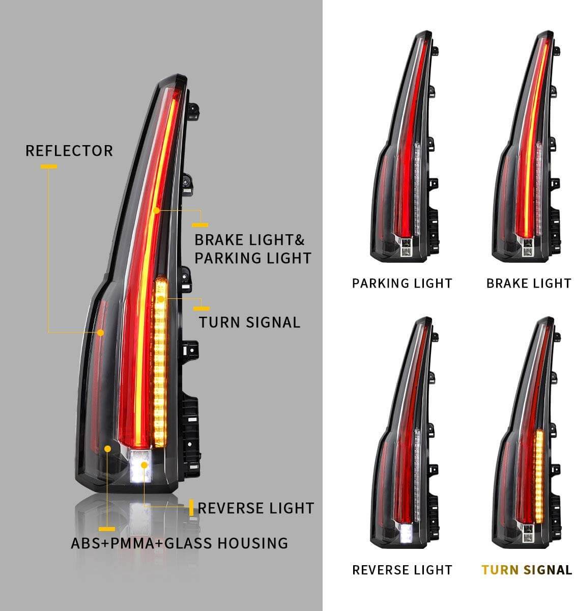 Fanali posteriori per GMC Yukon Denali XL FULL LED 2015-2019 ABS, PMMA, VETROMateriali YAB-GMC-0268