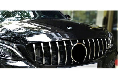 🔥GLOSSY BLACK+CHROME GRILLE suitable FOR Mercedes C class W205 2015-2018🔥 