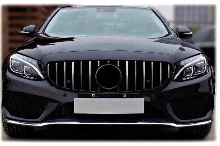 🔥GLOSSY BLACK+CHROME GRILLE suitable FOR Mercedes C class W205 2015-2018🔥 