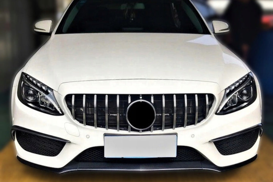 🔥GLOSSY BLACK+CHROME GRILLE suitable FOR Mercedes C class W205 2015-2018🔥 