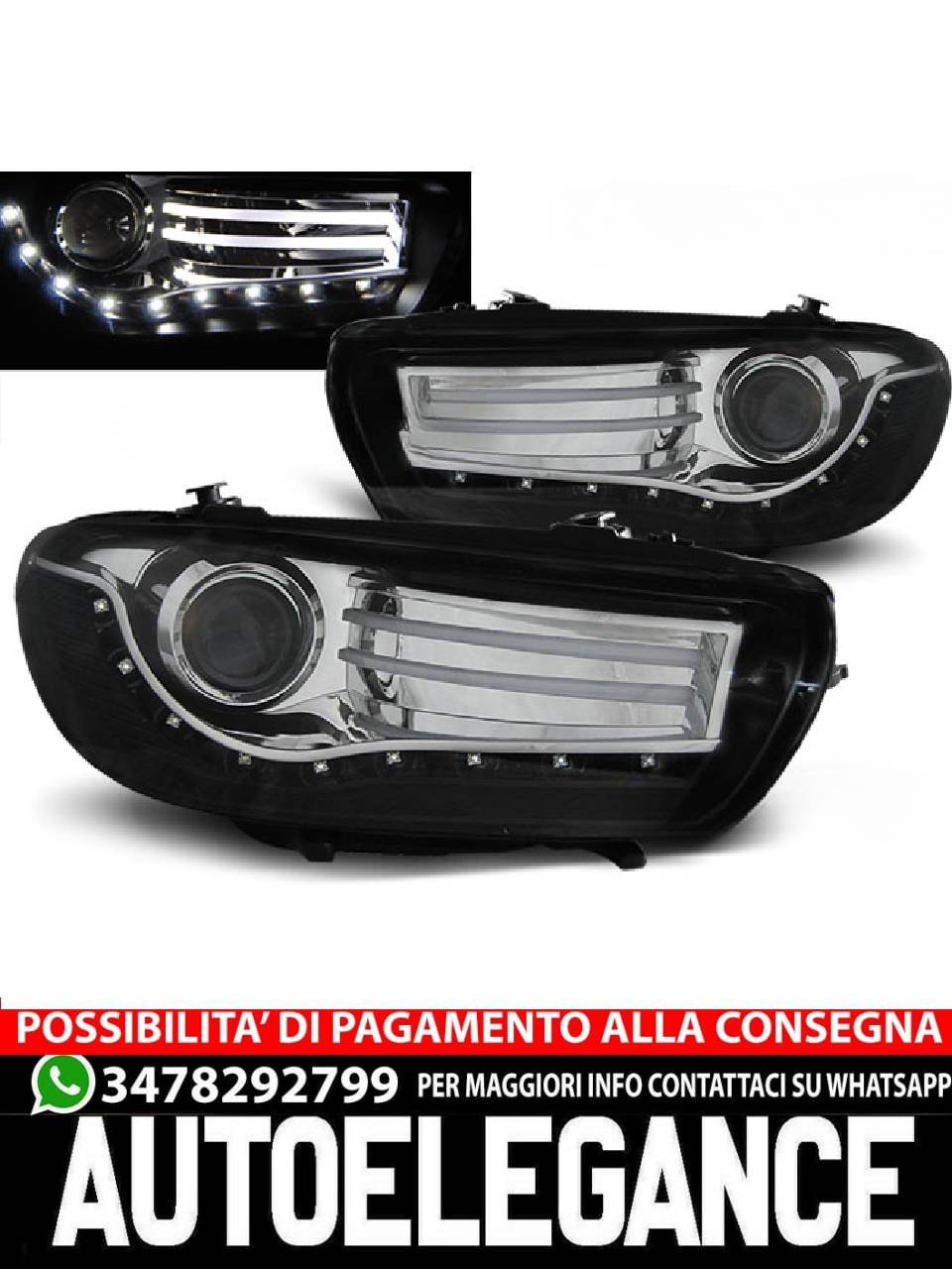 BLACK HEADLIGHTS for VW SCIROCCO 08-04.14 