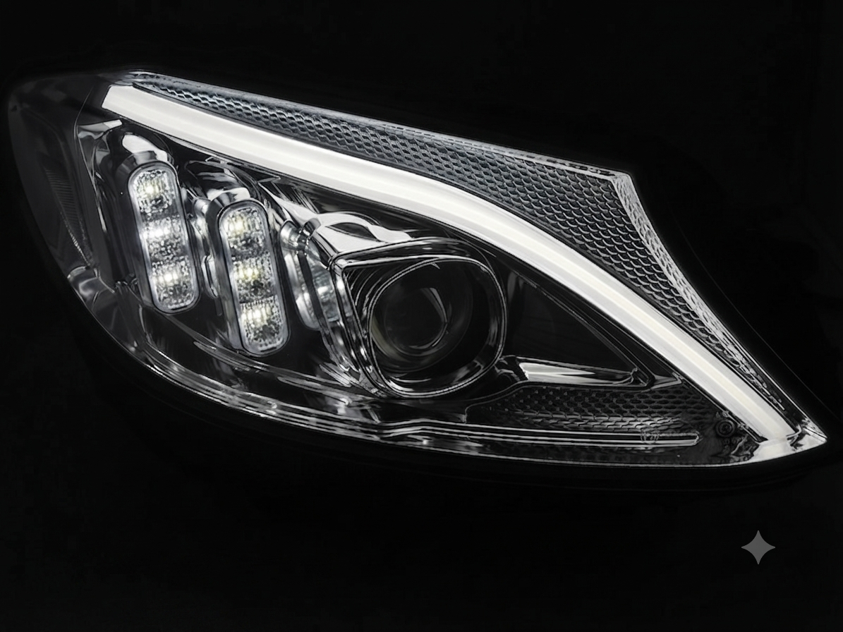 💕 Fari Anteriori Adatto per MERCEDES W205 14-18 Tube LED Dinamici Cromati 💕