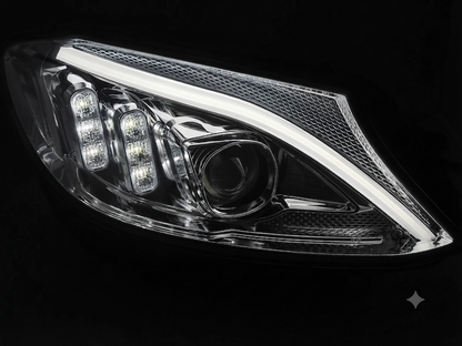 💕 Fari Anteriori Adatto per MERCEDES W205 14-18 Tube LED Dinamici Cromati 💕
