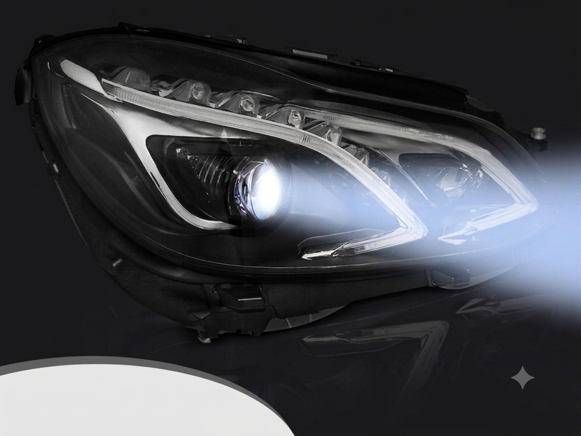 💕 Fari Anteriori Adatto per Mercedes W212 13-16 True DRL LED Neri 💕