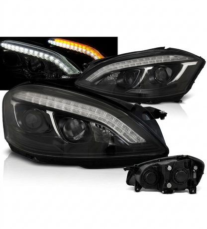 💕 Fari Anteriori Adatto per Mercedes W221 05-09 Xenon LED Daylight Neri 💕