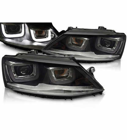 💕 Fari Anteriori Adatto per VW Jetta VI 11-18 U-LED DRL Neri 💕