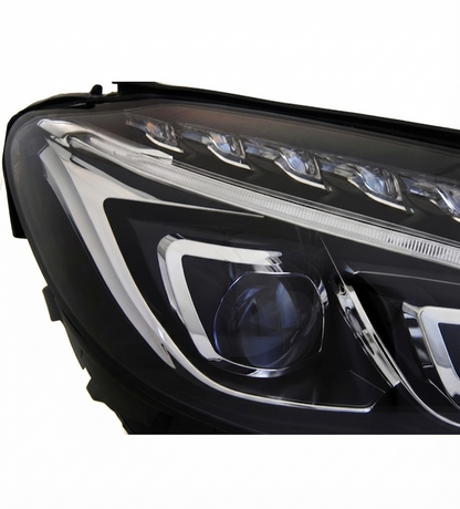 💕 Fari Anteriori Adatto per MERCEDES W205 14-18 True DRL LED Neri 💕