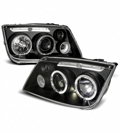 💕 Fari Anteriori Adatto per VW Bora 98-05 Angel Eyes Neri 💕