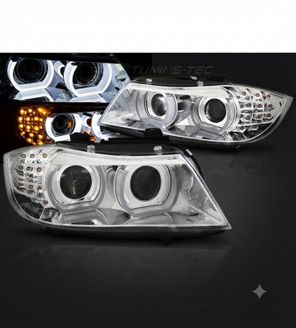 💕 Fari Anteriori Adatto per BMW E90 E91 09-11 Xenon LED DRL Cromati 💕