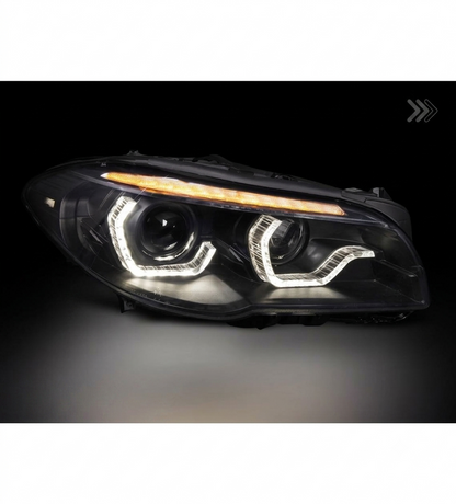 💕 Fari Anteriori Adatto per BMW F10 F11 LCI 13-16 Xenon DRL Angel Eyes Neri 💕