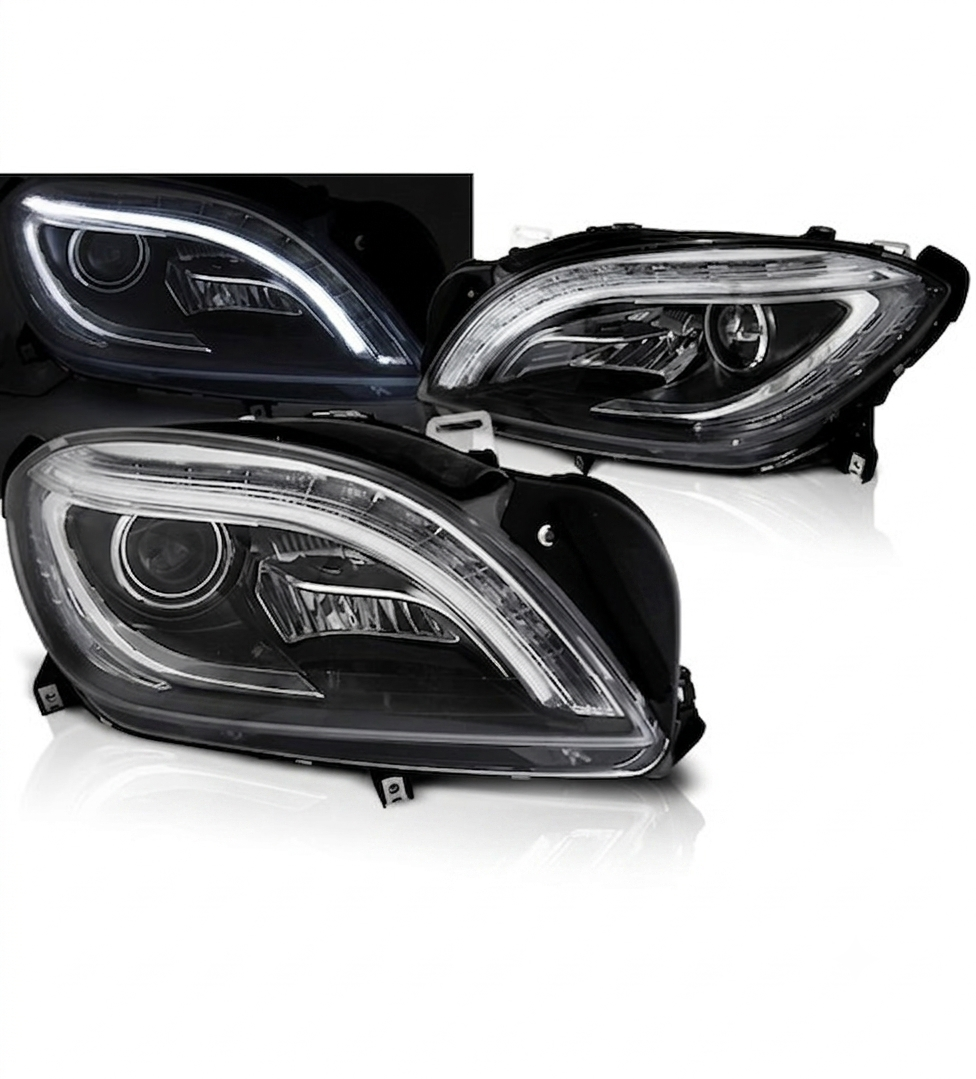 💕 Fari Anteriori Adatto per Mercedes M-KLASA W166 11-15 LED Neri 💕