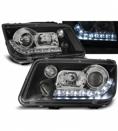 💕 Fari Anteriori Adatto per VW Bora 98-05 Daylight LED Neri 💕