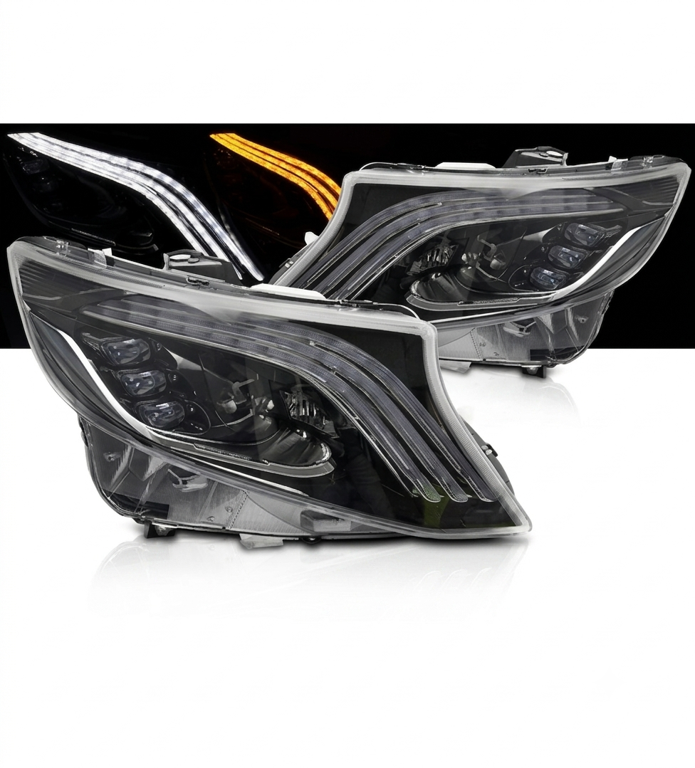 💕 Fari Anteriori Adatto per Mercedes Vito V-Class W447 14-23 Full LED Seq 💕