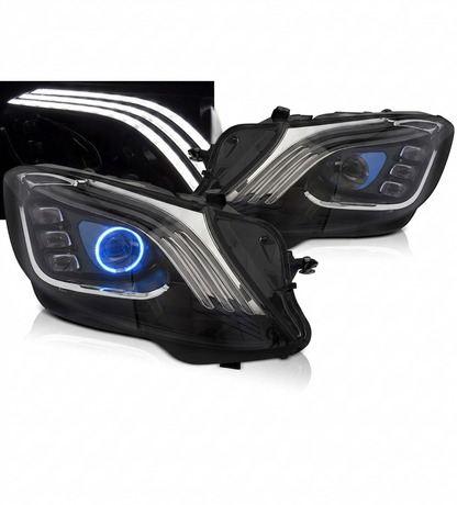 💕 Fari Anteriori Adatto per Mercedes W222 13-17 Full LED DRL Neri 💕