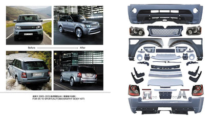 Complete conversion bodykit for Range Rover Sport L320 (05-12) to Facelift