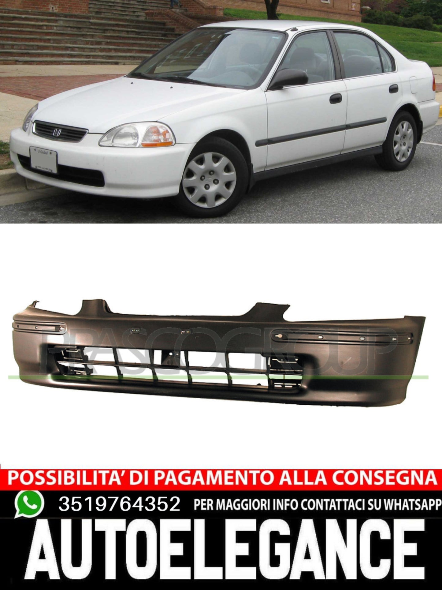 Paraurti Prasco Anteriore NERO MOD. 3/5 PORTE per HONDA CIVIC VI  71101S04000ZE