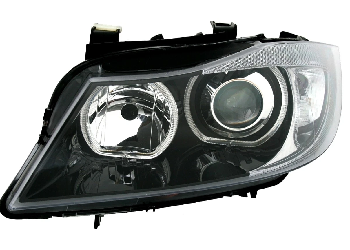 ART.6378  FARI ANTERIORI BMW Serie 3 E90 E91 2005-2008 NERI Angel Eyes