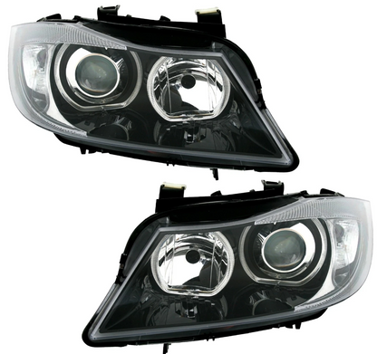 ART.6378  FARI ANTERIORI BMW Serie 3 E90 E91 2005-2008 NERI Angel Eyes