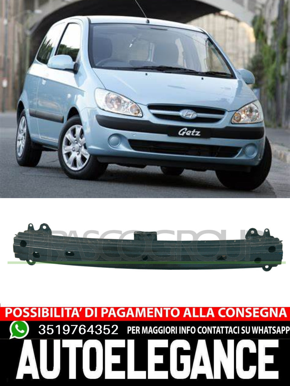 Rinforzo Supporto PARAURTI ANTERIORE Prasco Anteriore Per Hyundai Getz #Ci