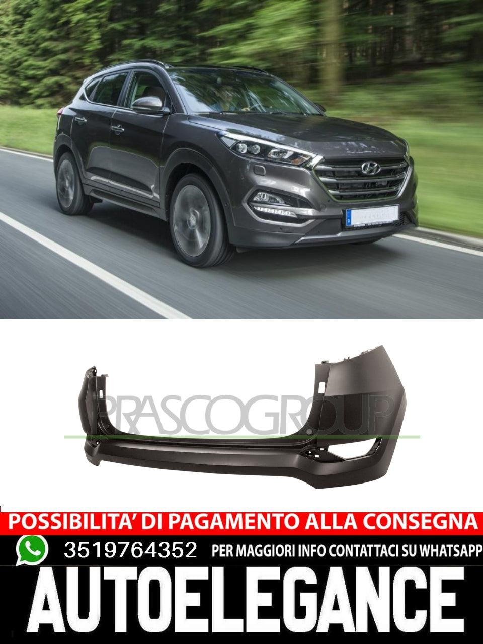 Paraurti Prasco CON PRIMER TRACCE PDC per Hyundai  86611D7000