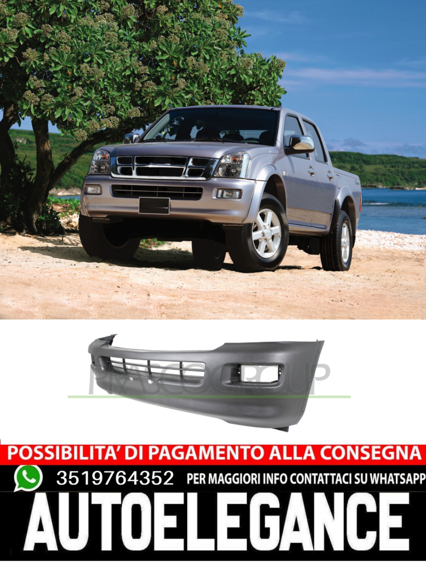 Paraurti Prasco Anteriore CON FORI PARAFANGHINI Per Isuzu D-Max  8972539662
