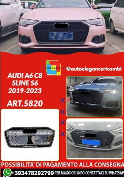 💕ART.5820 GRGLIA NERA LUCIDA ADATTA PER AUDI A6 S6 C8 2019-2023 LOOK RS6💕