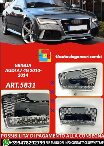 💕ART.5831 GRIGLIA CROMATA A NIDO D'APE ADATTA PER AUDI A7 4G 10-14 LOOK RS7💕