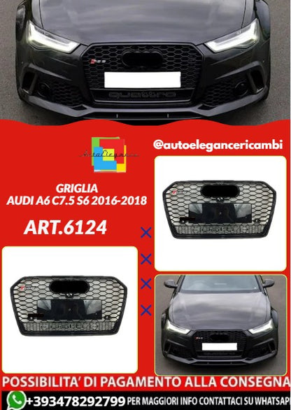 💕ART.6124 GRIGLIA NERA LUCIDA ADATTA PER AUDI A6 C7.5 S6 2016-2018💕