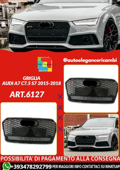 💕ART.6127 GRIGLIA ANTERIORE NERA ADATTA PER AUDI A7 C7.5 S7 2015-2018💕