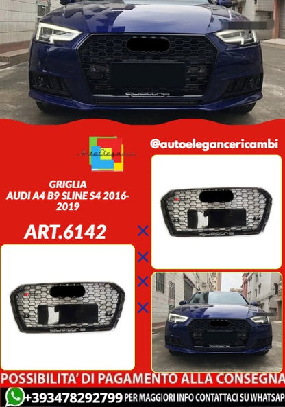 💕ART.6142 GRIGLIA NERA LUCIDA ADATTA PER AUDI A4 B9/S4 2016-2016ì9 LOOK RS4💕