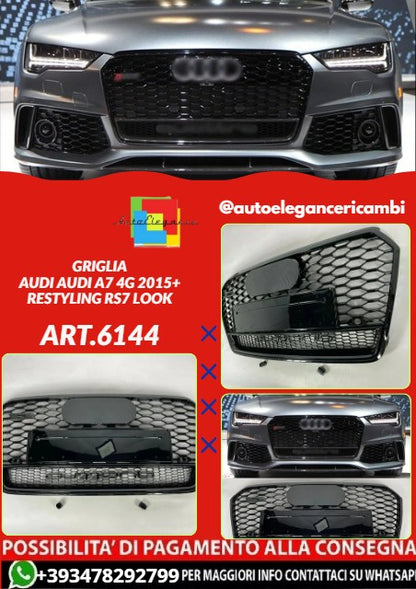 💕ART.6144 GRIGLIA NERA ADATTA PER AUDI A7 4G 2015+ RESTYLING RS7 LOOK💕