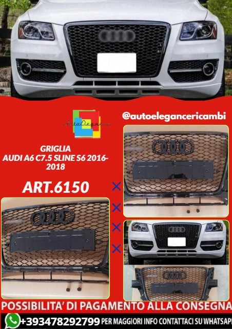 💕ART.6150 GRIGLIA NERA LUCIDA ADATTA PER AUDI Q5 8R 2008-2012 RSQ5 LOOK💕
