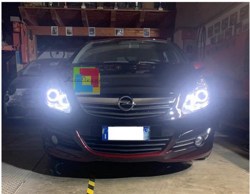 💕ART.6220  FARI ANTERIORI  OPEL CORSA D 2006-2011 OCCHI D'ANGELO NERO 💕