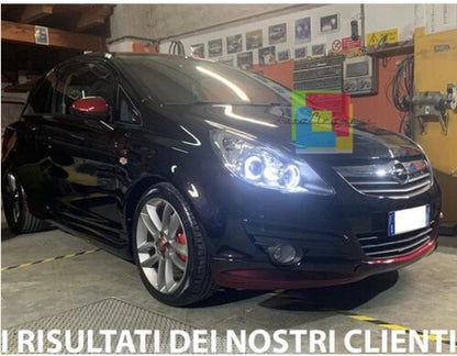 💕ART.6220  FARI ANTERIORI  OPEL CORSA D 2006-2011 OCCHI D'ANGELO NERO 💕