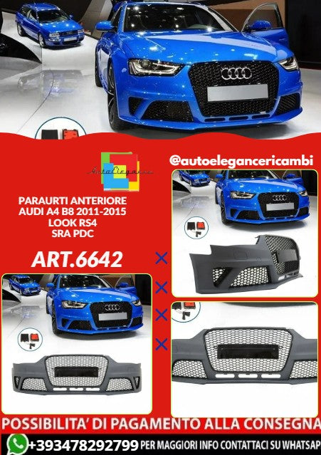 💕ART.6642 PARAURTI ANTERIORE ADATTA PER AUDI A4 B8 2011-2015 LOOK RS4💕