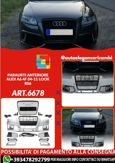💕ART.6678 PARAURTI ANTERIORE ADATTO PER AUDI A6 4F 2004-2011 LOOK RS6💕