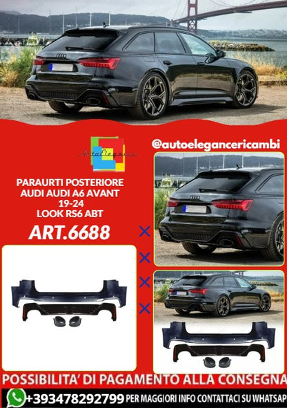 💕ART.6688 PARAURTI POSTERIORE ADATTO PER AUDI A6 AVANT 2019-2024 LOOK RS6 ABT💕