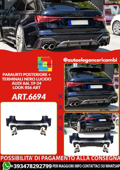 💕ART.6694 PARAURTI POSTERIORE ADATTO PER AUDI A6L 2019-2024 LOOK RS6 ABT💕