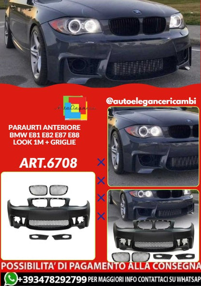 💕ART.6708 PARAURTI ANTERIORE ADATTO PER BMW E81 E82 E87 E88 LOOK 1M+GRIGLIE💕