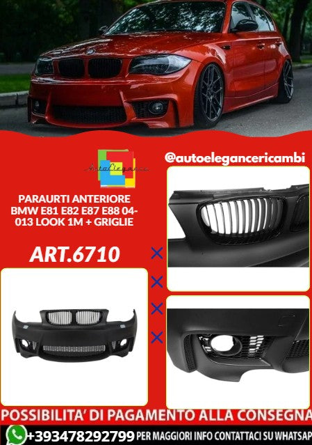 💕ART.6710 PARAURTI ANTERIORE ADATTO PER BMW E81 E82 E87 E88 LOOK 1M+GRIGLIE💕