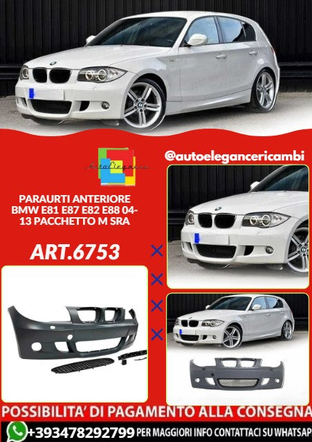 💕ART.6753 PARAURTI ANTERIORE ADATTO PER BMW E87 E82 E88 E81 PACK LOOK M PDC💕