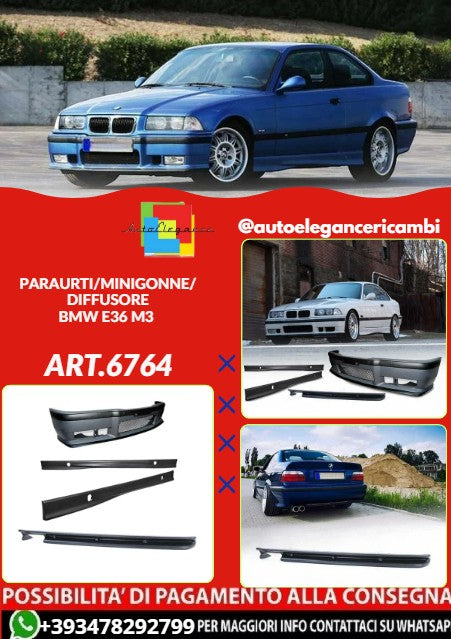 💕ART.6764 KIT CARROZZERIA PARAURTI/MINIGONNE/DIFFUSORE ADATTO PER BMW E36 M3 💕