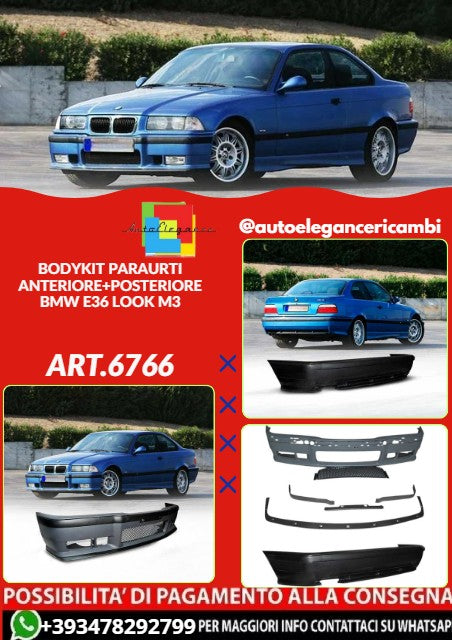 💕ART.6766 BODYKIT PARAURTI ANTERIORE+POSTERIORE ADATTO PER BMW E36 LOOK M3💕
