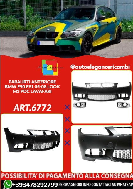 💕ART.6772 PARAURTI ANTERIORE ADATTO PER BMW E90 E91 05-08 LOOK M3 PDC 💕